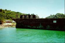 The left-hand side of the Edwin Fox, as seen from the pier.