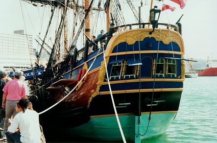 Shot of the poop deck and stern of the Endeavour