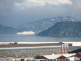 Interisland Ferry tracks in towards it's berth past Somes Island.