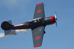 Yak heeling over and giving a good view of the cockpit. (182Kb jpeg)