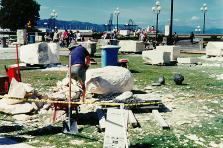 Photograph of rock carving at Frank Kitt park.